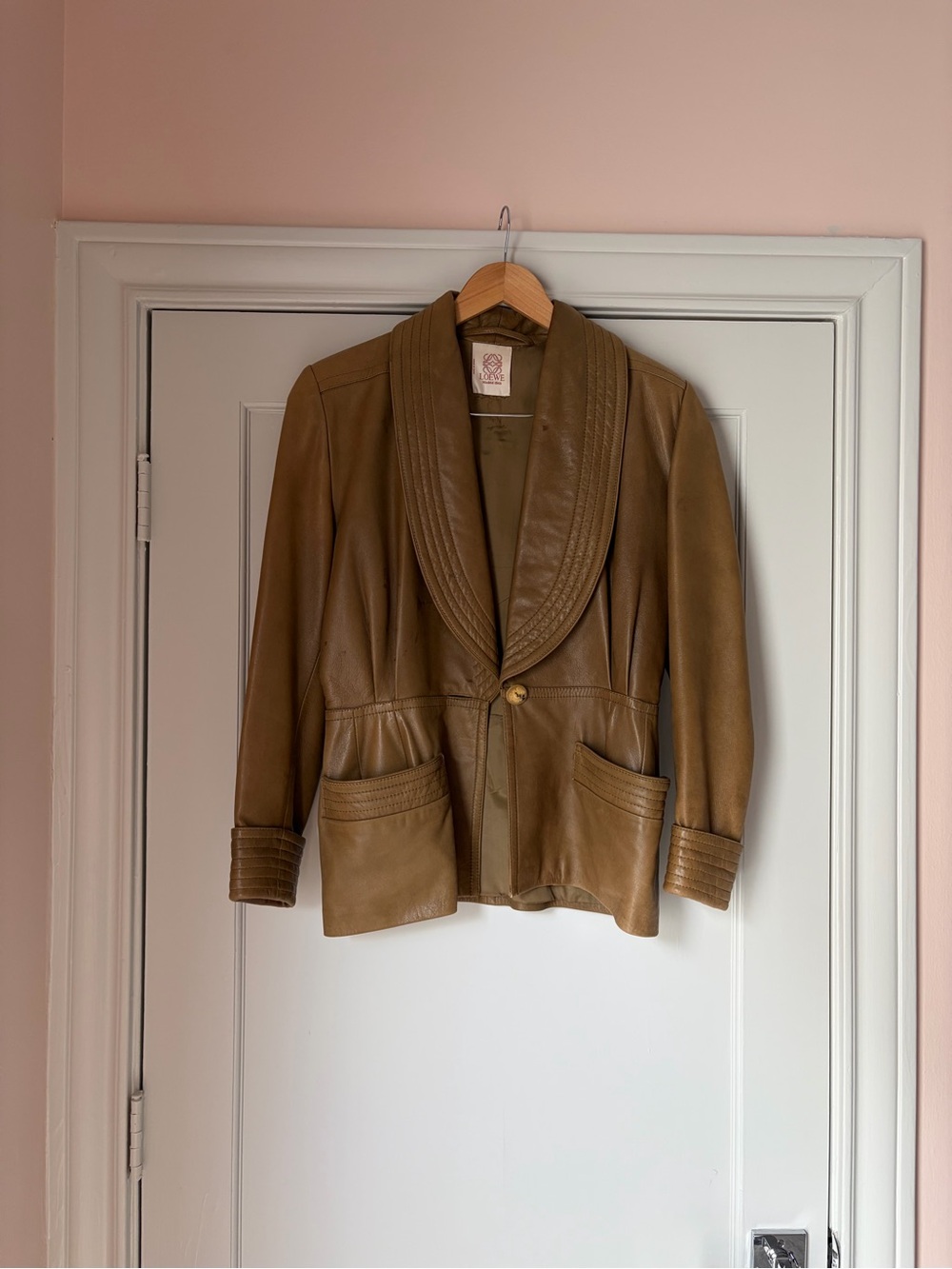 Loewe Brown Leather Shawl-Collar Blazer - Picture 2 of 13